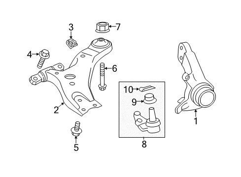 2017 Toyota Avalon Front Suspension Components, Lower Control Arm, Stabilizer Bar Diagram