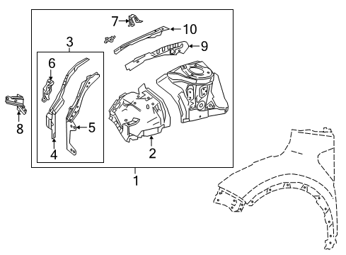2020 Toyota C-HR Structural Components & Rails Diagram 1 - Thumbnail