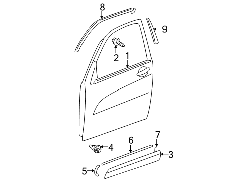 2004 Toyota RAV4 Exterior Trim - Front Door Diagram