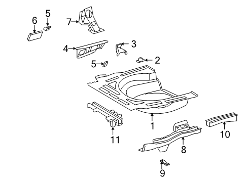 2013 Toyota Corolla Rear Body - Floor & Rails Diagram