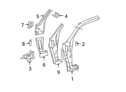 2013 Toyota Tundra Hinge Pillar, Rocker Diagram 1 - Thumbnail