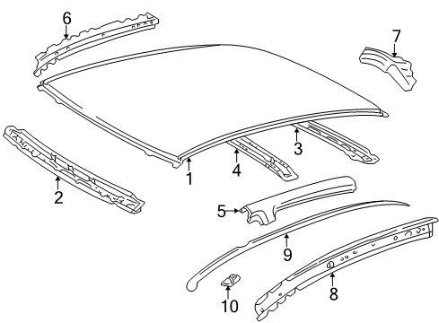 2004 Toyota Echo Roof & Components, Exterior Trim Diagram