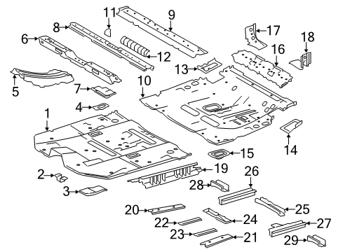 2017 Toyota Highlander Pillars, Rocker & Floor - Floor & Rails Diagram