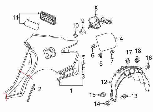 2022 Toyota Camry Quarter Panel & Components Diagram