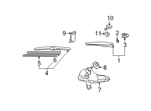 2004 Toyota RAV4 Back Door - Wiper & Washer Components Diagram