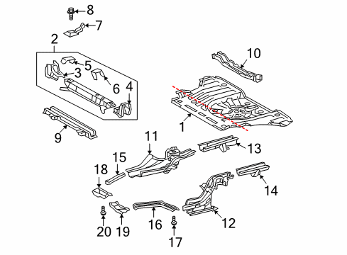 2009 Scion tC Rear Body - Floor & Rails Diagram