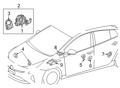 2021 Toyota Prius AWD-e Air Bag Components Diagram