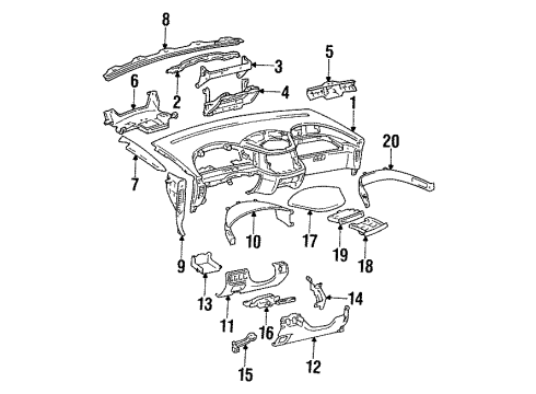 1994 Toyota Previa Instrument Gauges, Instrument Panel Diagram 1 - Thumbnail