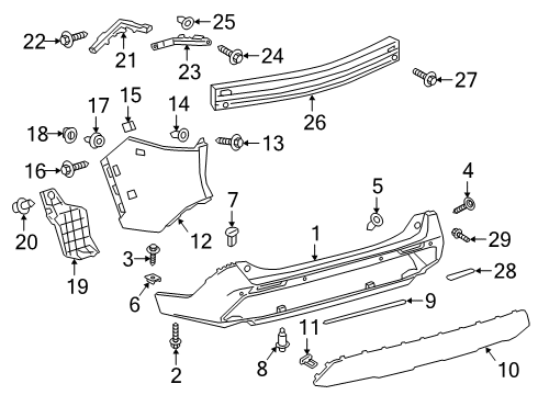 2023 Toyota RAV4 Prime Bumper & Components - Rear Diagram