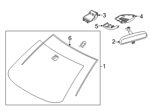2016 Scion iA Windshield Glass, Reveal Moldings Diagram