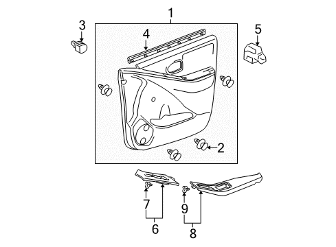 2009 Toyota Yaris Interior Trim - Front Door Diagram