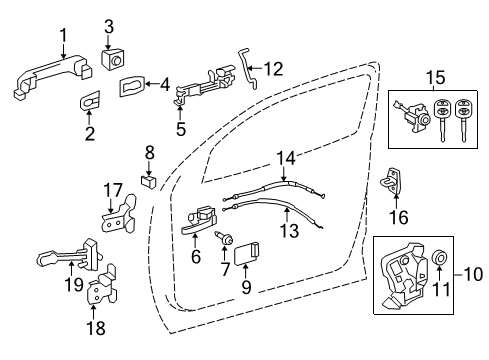 2018 Toyota Tundra Front Door - Lock & Hardware Diagram