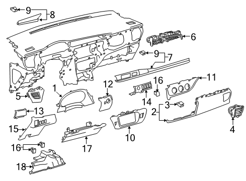 2014 Toyota Corolla Cluster & Switches, Instrument Panel Diagram