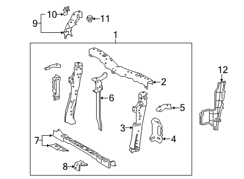 2018 Toyota Corolla iM Radiator Support, Front Diagram for 53201-12906