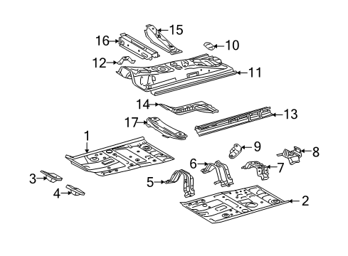 2009 Scion xD Floor Crossmember, Driver Side Diagram for 57454-52010