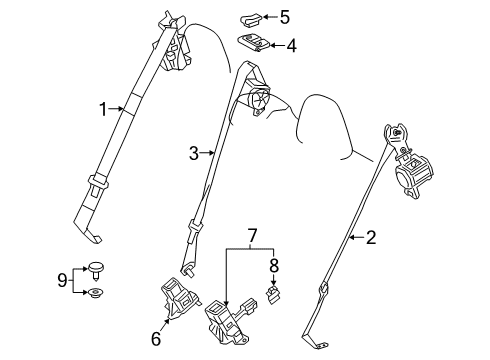 2022 Toyota Corolla Rear Seat Belts Diagram