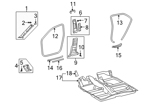 2013 Toyota Corolla Interior Trim - Pillars, Rocker & Floor Diagram