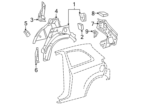 2010 Toyota Yaris Inner Structure - Quarter Panel Diagram 1 - Thumbnail