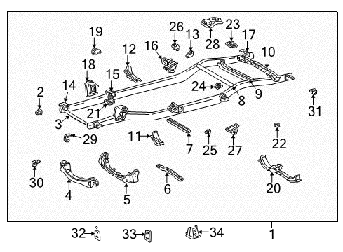 1996 Toyota 4Runner Frame & Components Diagram