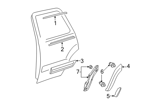 2005 Toyota Sequoia Exterior Trim - Rear Door Diagram