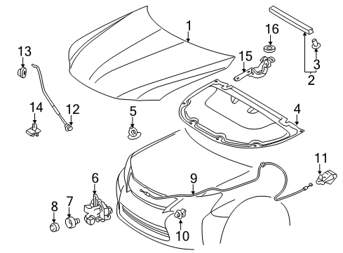 Pad, Hood Hinge Diagram for 53497-06030