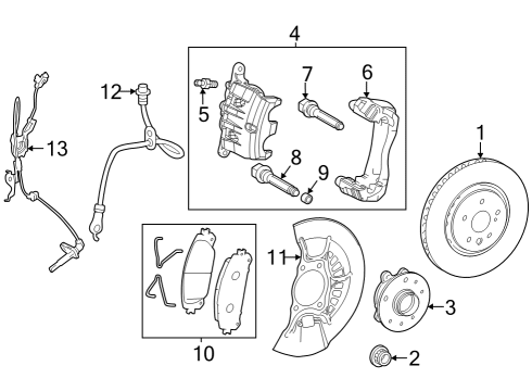 2023 Toyota bZ4X Front Brakes Diagram