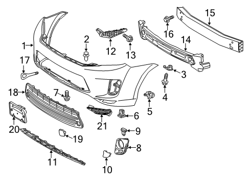2012 Toyota Highlander Front Bumper Diagram 2 - Thumbnail