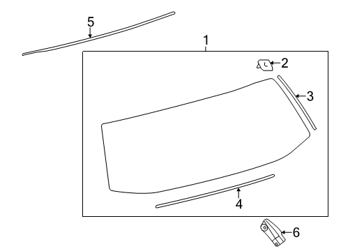 2016 Toyota Prius V Lift Gate - Glass & Hardware Diagram