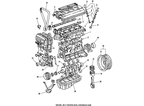 1994 Toyota MR2 Engine Parts, Mounts, Cylinder Head & Valves, Camshaft & Timing, Oil Pan, Oil Pump, Crankshaft & Bearings, Pistons, Rings & Bearings Diagram