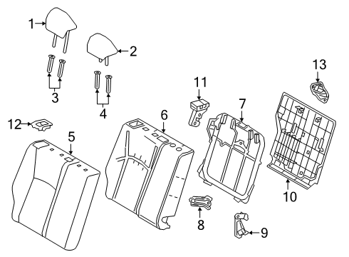 2020 Toyota C-HR Rear Seat Components Diagram 3 - Thumbnail