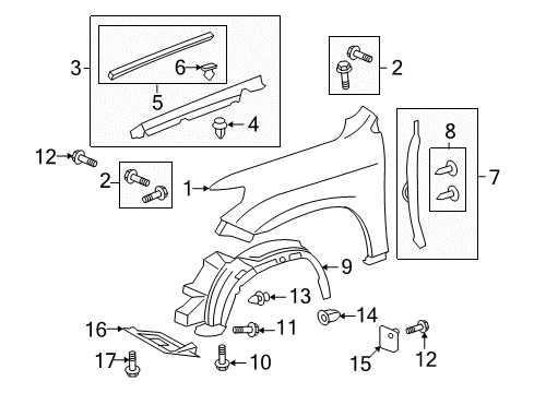 2009 Toyota Land Cruiser Fender & Components Diagram