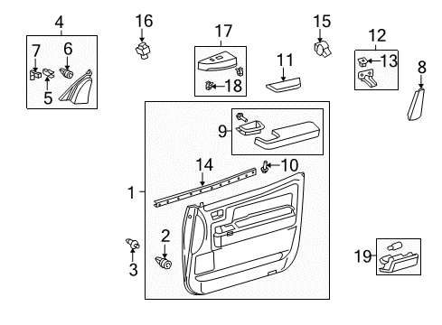2013 Toyota Tundra Interior Trim - Front Door Diagram