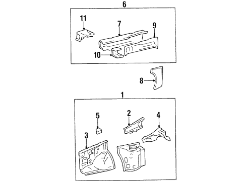 1996 Toyota Paseo Structural Components & Rails Diagram