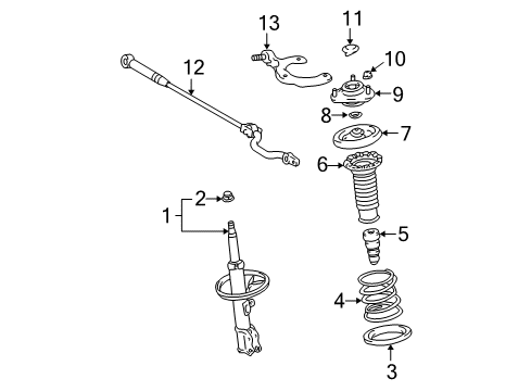 2007 Toyota Corolla Struts & Components - Front Diagram