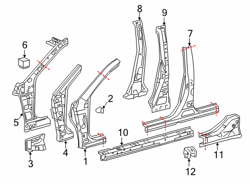 2010 Toyota Camry Center Pillar & Rocker, Hinge Pillar Diagram 2 - Thumbnail