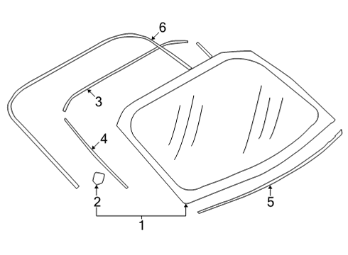 2022 Toyota GR86 Glass, Reveal Moldings Diagram 1 - Thumbnail
