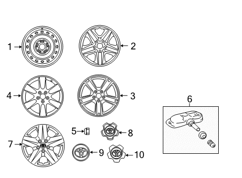 2010 Toyota RAV4 Wheels, Covers & Trim Diagram