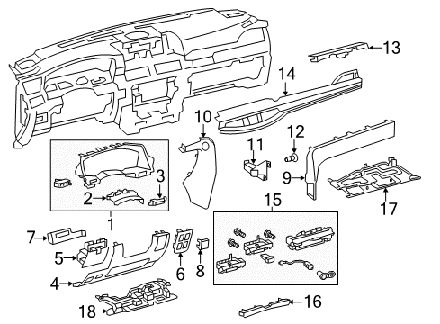 Retainer, Instrument Panel Lower Pad Set Diagram for 67771-36030-C0