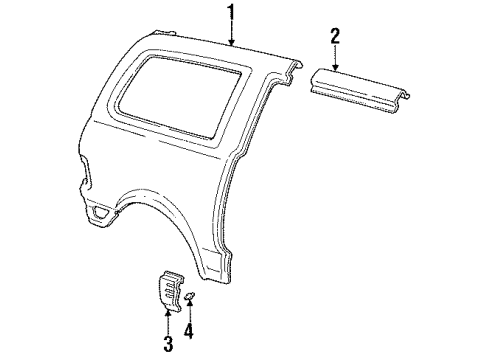 1991 Toyota Previa Side Panel & Components, Exterior Trim Diagram