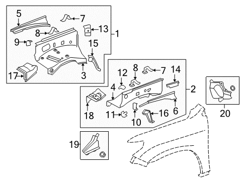 2017 Toyota Land Cruiser Structural Components & Rails Diagram