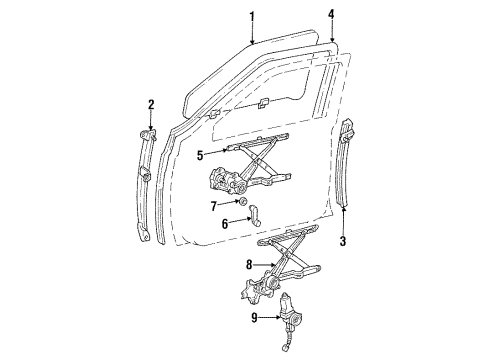1994 Toyota T100 Glass - Door Diagram