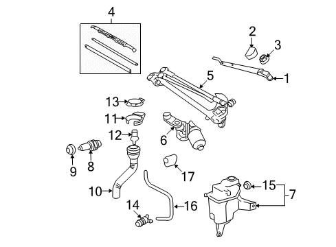 2010 Toyota RAV4 Windshield - Wiper & Washer Components Diagram