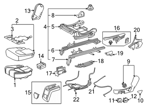 2021 Toyota Highlander Second Row Seats, Body Diagram 2 - Thumbnail