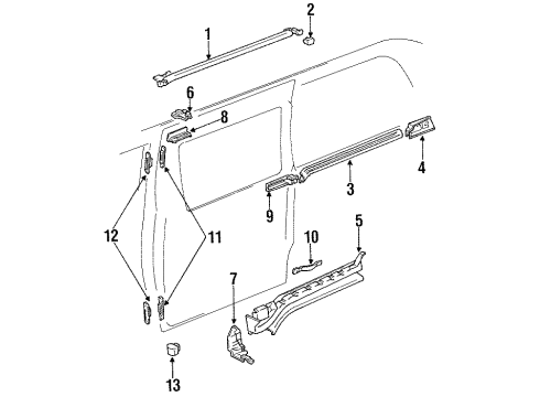 1991 Toyota Previa Side Loading Door - Hardware Diagram