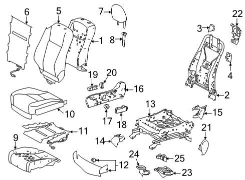 2017 Toyota Highlander Passenger Seat Components Diagram