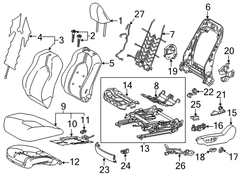 2022 Toyota Camry Driver Seat Components Diagram