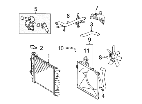 2014 Toyota Tacoma Radiator & Components, Cooling Fan Diagram
