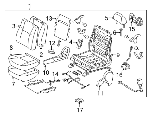 2006 Toyota Tacoma Seat Back Cover, Passenger Side Diagram for 71073-AD091-B2