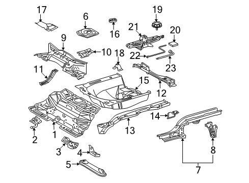 2009 Toyota Yaris Rear Body - Floor & Rails Diagram