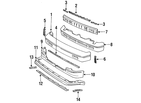 1985 Toyota MR2 Valance Panel, Passenger Side Diagram for 53921-17020